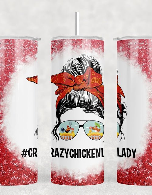 Load image into Gallery viewer, Crazy Chicken Lady - 20 oz Steel Skinny Tumbler - Optional Blue Tooth Speaker - Speaker Color will Vary by Rowdy Ridge Co
