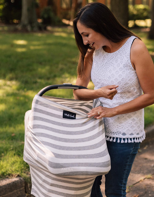 Load image into Gallery viewer, CREAM &amp; GREY STRIPE COVER by Milk Snob
