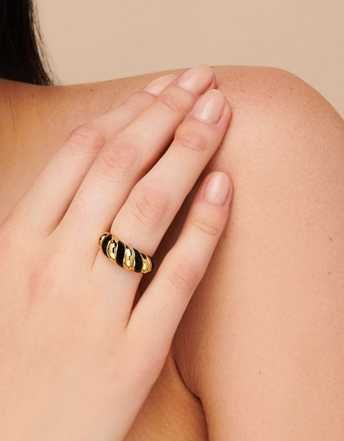 Load image into Gallery viewer, Croissant Dome Enamel Ring by Little Sky Stone

