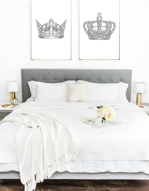 Load image into Gallery viewer, King &amp; Queen Crown Couple Black Set Of 2 Bedroom Prints by WinsterCreations™ Official Store
