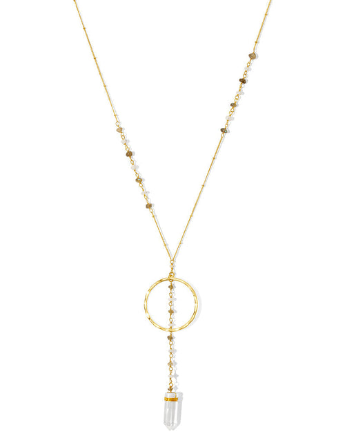 Load image into Gallery viewer, Crystal Halo Y Necklace by SLATE + SALT
