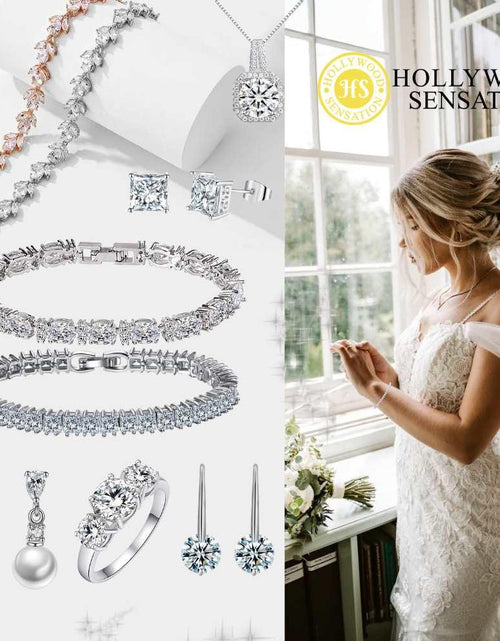 Load image into Gallery viewer, Crystal Heart Necklace for Women in White or Rose Gold by Hollywood Sensation®
