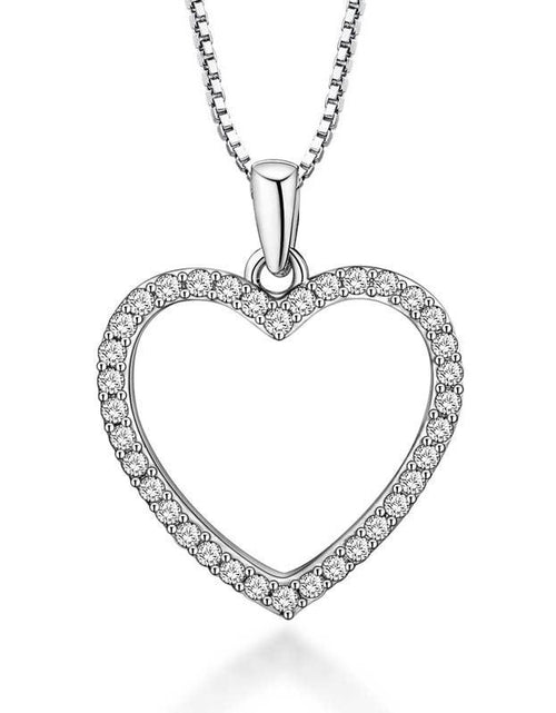 Load image into Gallery viewer, Crystal Heart Necklace White Gold with Cubic Zirconia Stones by Hollywood Sensation®
