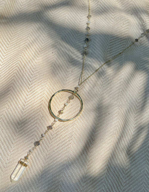 Load image into Gallery viewer, Crystal Halo Y Necklace by SLATE + SALT
