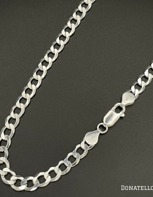 Load image into Gallery viewer, Sterling Silver 925 Curb Chain 5MM, 16"-24", Curb Link Chain Necklace, Italian Made Sterling Silver 925 Unisex Chain by Donatello Gian
