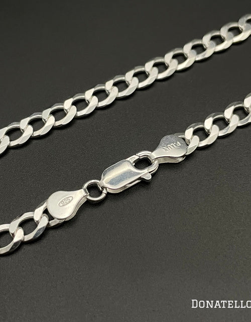 Load image into Gallery viewer, Sterling Silver 925 Curb Chain 5MM, 16"-24", Curb Link Chain Necklace, Italian Made Sterling Silver 925 Unisex Chain by Donatello Gian
