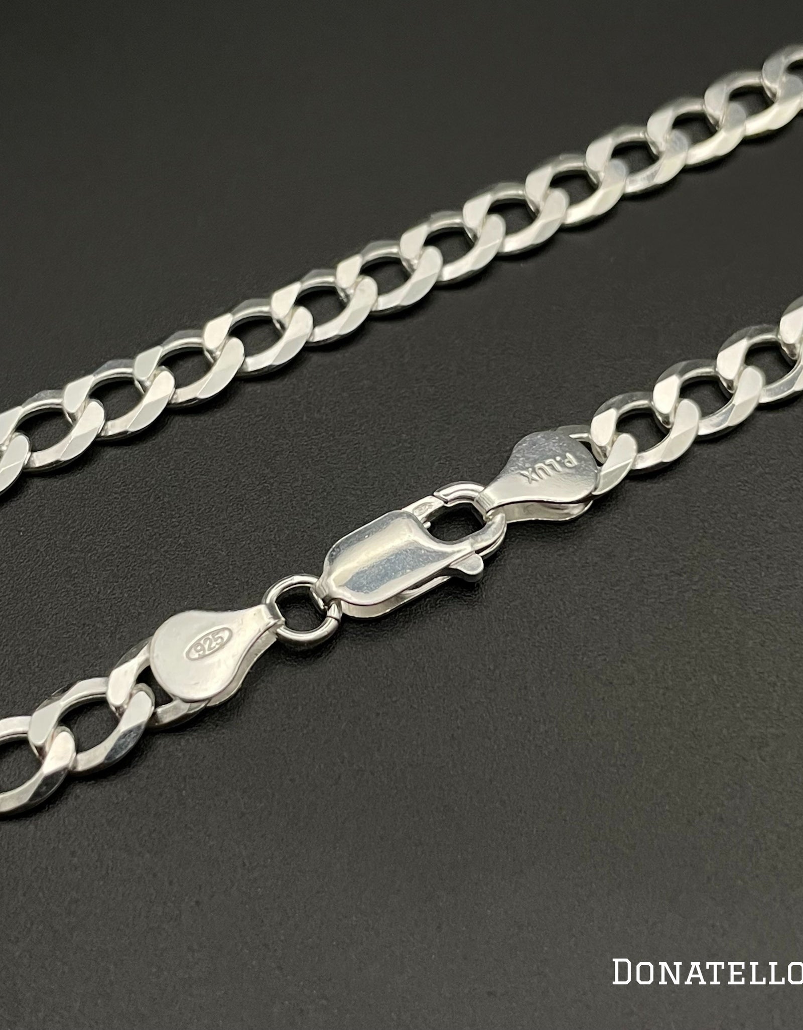 Sterling Silver 925 Curb Chain 5MM, 16"-24", Curb Link Chain Necklace, Italian Made Sterling Silver 925 Unisex Chain by Donatello Gian