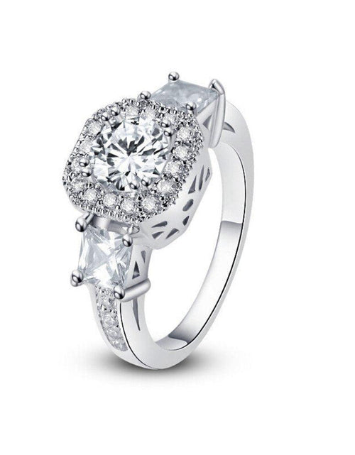Load image into Gallery viewer, Cubic Zirconia Rings-  "Exotic Crystal Ring"-Cubic Ring-Cubic Zirconia Engagement Rings by Hollywood Sensation®
