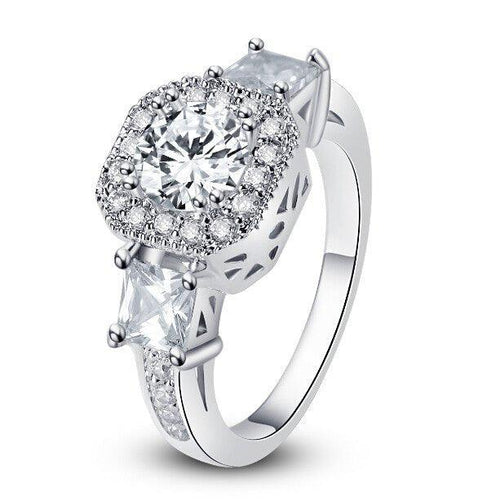 Load image into Gallery viewer, Cubic Zirconia Rings-  "Exotic Crystal Ring"-Cubic Ring-Cubic Zirconia Engagement Rings by Hollywood Sensation®
