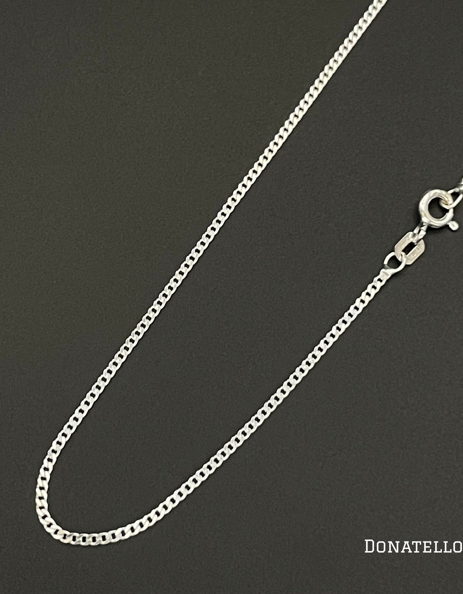 Sterling Silver 925 Cuban Curb Chain 1.3MM, 16"-24", Cuban Curb Chain Necklace, Italian Made Sterling Silver 925 Unisex Chain by Donatello Gian