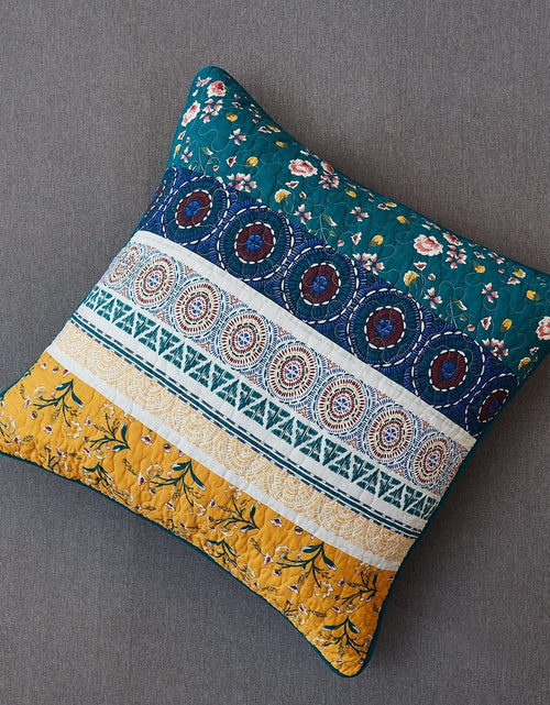 Load image into Gallery viewer, DaDa Bedding Bohemian Patchwork Bed of Wild Flowers Floral Gardenia Euro Pillow Sham Cover, 26" x 26" (JHW886) by DaDa Bedding Collection
