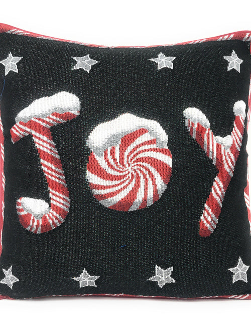 Load image into Gallery viewer, DaDa Bedding Peppermint Joy Stars Red Black Tapestry Throw Pillow Cover - 16” x 16” (12904) by DaDa Bedding Collection
