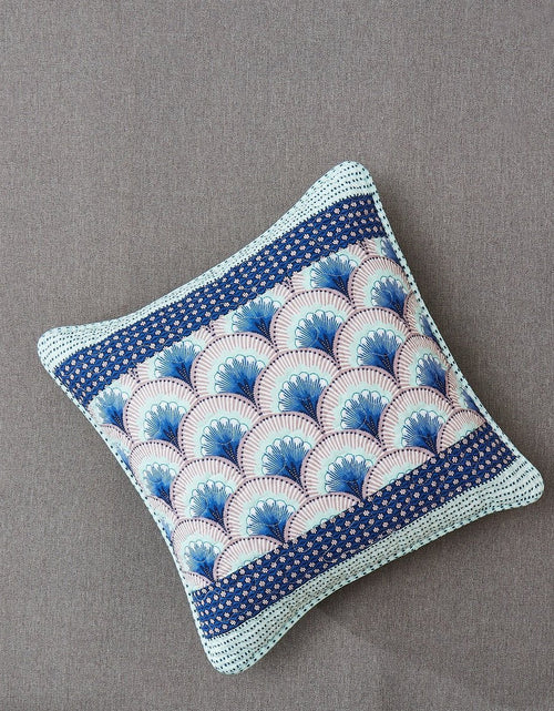 Load image into Gallery viewer, DaDa Bedding Set of 2-Pieces Mediterranean Fans Waves Minty Blue Throw Pillow Covers, 18" x 18" (JHW884) by DaDa Bedding Collection
