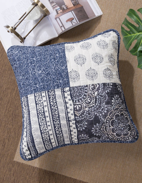 Load image into Gallery viewer, DaDa Bedding Set of 2-Pieces Bohemian Denim Blue Elegance Throw Pillow Covers - 18” x 18" (JHW660) by DaDa Bedding Collection
