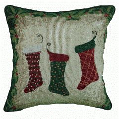 Load image into Gallery viewer, Tache Festive Christmas Holiday Hang My Stockings By the Fireplace Cushion Cover by DaDa Bedding Collection
