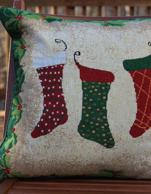 Load image into Gallery viewer, Tache Festive Christmas Holiday Hang My Stockings By the Fireplace Cushion Cover by DaDa Bedding Collection
