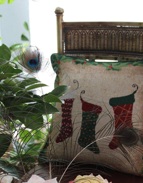Load image into Gallery viewer, Tache Festive Christmas Holiday Hang My Stockings By the Fireplace Cushion Cover by DaDa Bedding Collection
