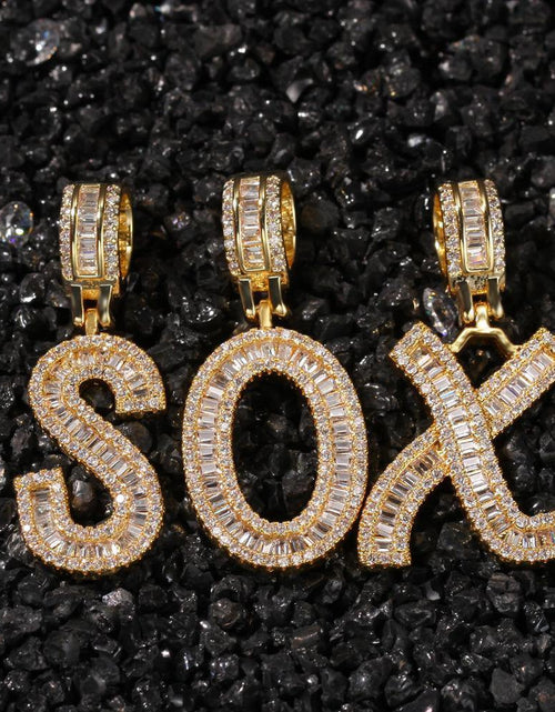 Load image into Gallery viewer, Custom Baguette Letter Pendant (1 letter available) by Bling Proud | Urban Jewelry Online Store
