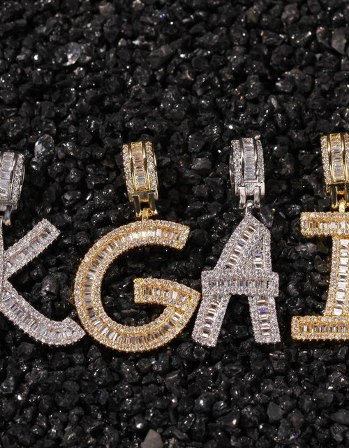 Load image into Gallery viewer, Custom Baguette Letter Pendant (1 letter available) by Bling Proud | Urban Jewelry Online Store

