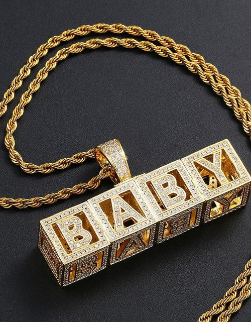 Load image into Gallery viewer, Custom Cubic Iced Baby Bock Letters Pendant Necklace by Bling Proud | Urban Jewelry Online Store
