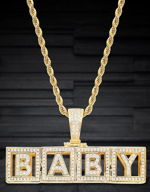 Load image into Gallery viewer, Custom Cubic Iced Baby Bock Letters Pendant Necklace by Bling Proud | Urban Jewelry Online Store
