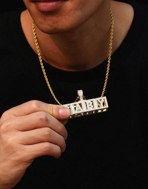 Load image into Gallery viewer, Custom Cubic Iced Baby Bock Letters Pendant Necklace by Bling Proud | Urban Jewelry Online Store
