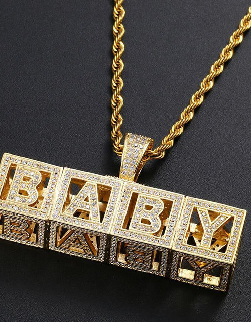 Load image into Gallery viewer, Custom Cubic Iced Baby Bock Letters Pendant Necklace by Bling Proud | Urban Jewelry Online Store
