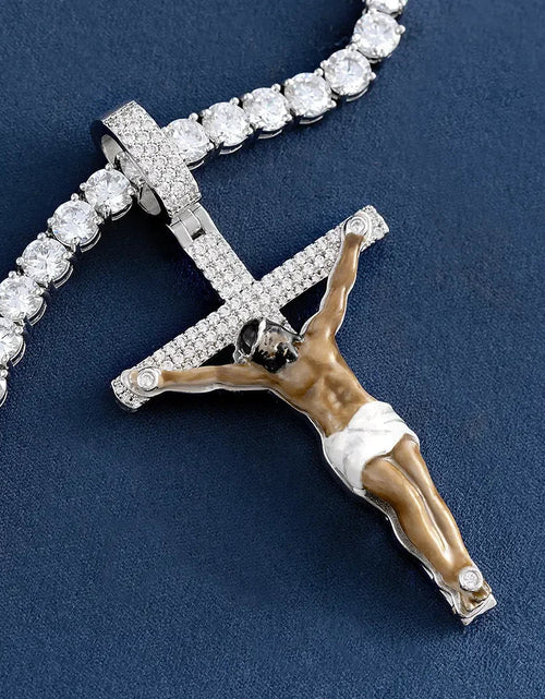 Load image into Gallery viewer, Custom Enamel Crucifix Pendant in 925 Sterling Silver by Bling Proud | Urban Jewelry Online Store
