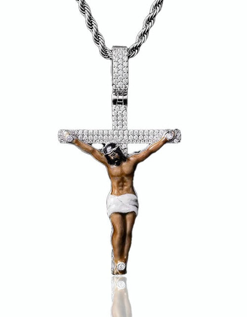 Load image into Gallery viewer, Custom Enamel Crucifix Pendant in 925 Sterling Silver by Bling Proud | Urban Jewelry Online Store
