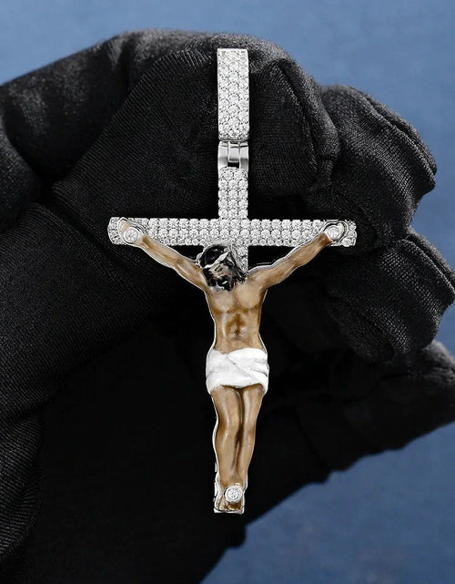 Load image into Gallery viewer, Custom Enamel Crucifix Pendant in 925 Sterling Silver by Bling Proud | Urban Jewelry Online Store

