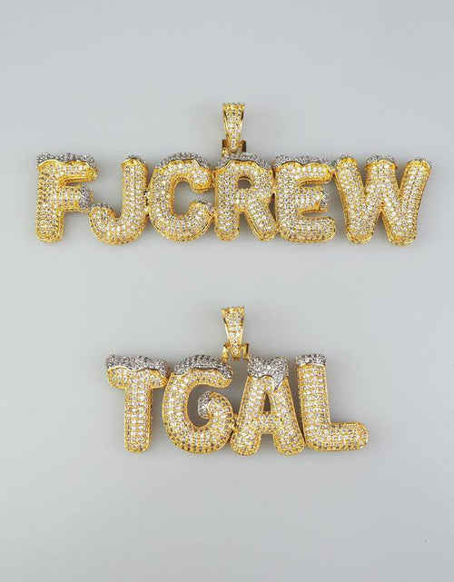 Load image into Gallery viewer, CUSTOM ICED OUT BUBBLE LETTERS WITH SNOW PENDANT by Bling Proud | Urban Jewelry Online Store
