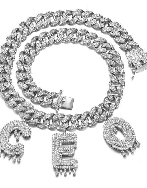 Load image into Gallery viewer, Custom Iced Out Cuban Link Chain with Drip Letter Charms by Bling Proud | Urban Jewelry Online Store
