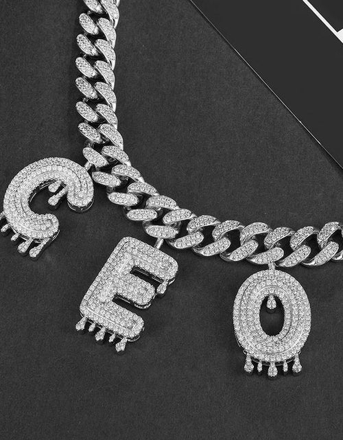 Load image into Gallery viewer, Custom Iced Out Cuban Link Chain with Drip Letter Charms by Bling Proud | Urban Jewelry Online Store
