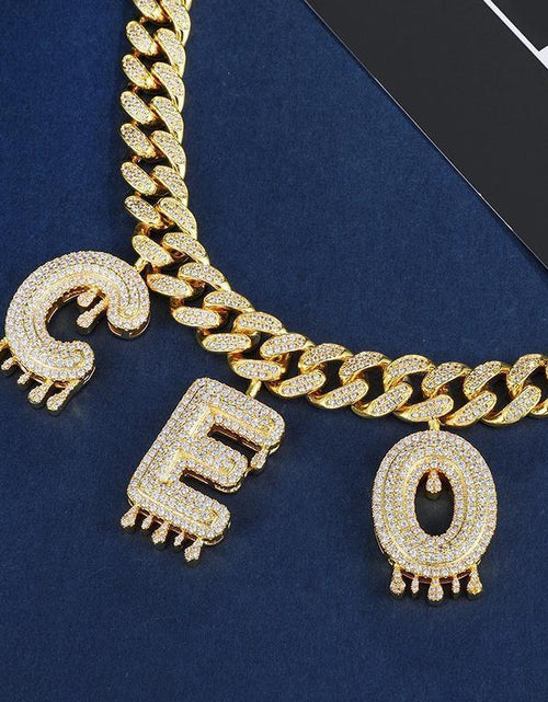 Load image into Gallery viewer, Custom Iced Out Cuban Link Chain with Drip Letter Charms by Bling Proud | Urban Jewelry Online Store
