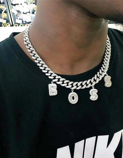 Load image into Gallery viewer, Custom Iced Out Cuban Link Chain with Letter Charms by Bling Proud | Urban Jewelry Online Store
