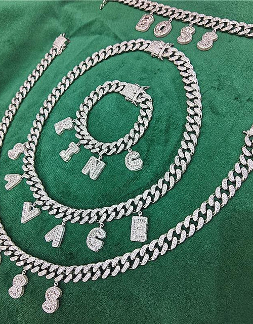 Load image into Gallery viewer, Custom Iced Out Cuban Link Chain with Letter Charms by Bling Proud | Urban Jewelry Online Store
