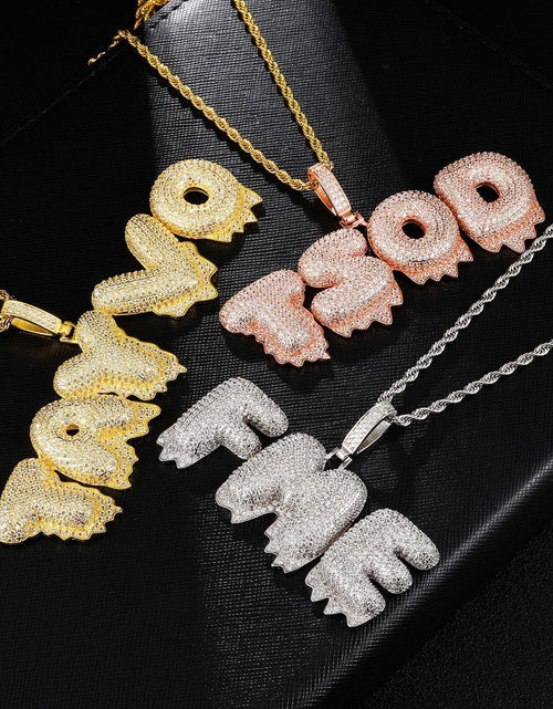 Load image into Gallery viewer, Custom Iced Out Drip Bubble Name Letter Pendant by Bling Proud | Urban Jewelry Online Store
