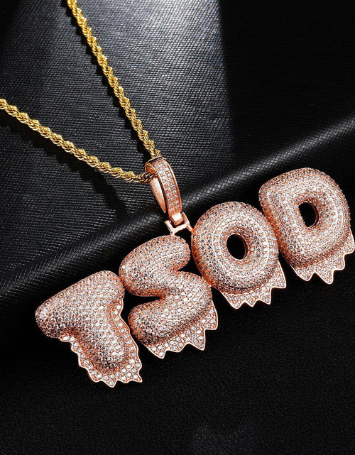 Load image into Gallery viewer, Custom Iced Out Drip Bubble Name Letter Pendant by Bling Proud | Urban Jewelry Online Store
