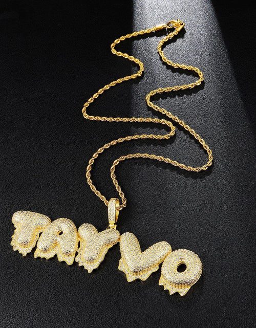 Load image into Gallery viewer, Custom Iced Out Drip Bubble Name Letter Pendant by Bling Proud | Urban Jewelry Online Store

