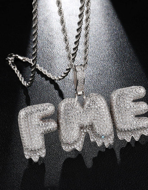 Load image into Gallery viewer, Custom Iced Out Drip Bubble Name Letter Pendant by Bling Proud | Urban Jewelry Online Store
