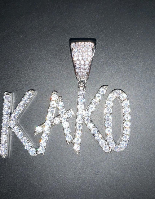 Load image into Gallery viewer, Custom Iced Out Name Letters Pendant Necklace by Bling Proud | Urban Jewelry Online Store
