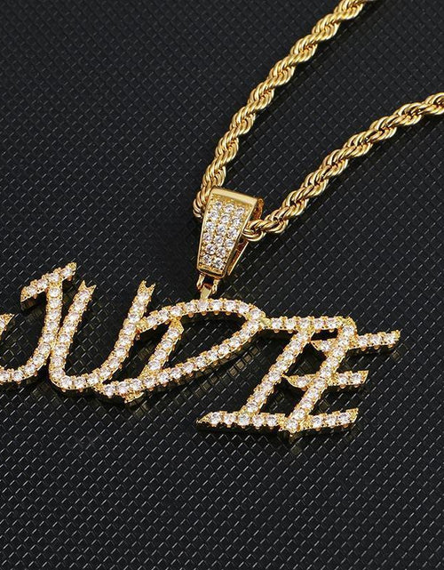 Load image into Gallery viewer, Custom Iced Out Name Letters Pendant Necklace by Bling Proud | Urban Jewelry Online Store
