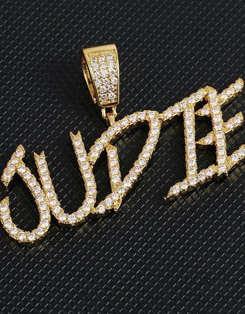 Load image into Gallery viewer, Custom Iced Out Name Letters Pendant Necklace by Bling Proud | Urban Jewelry Online Store
