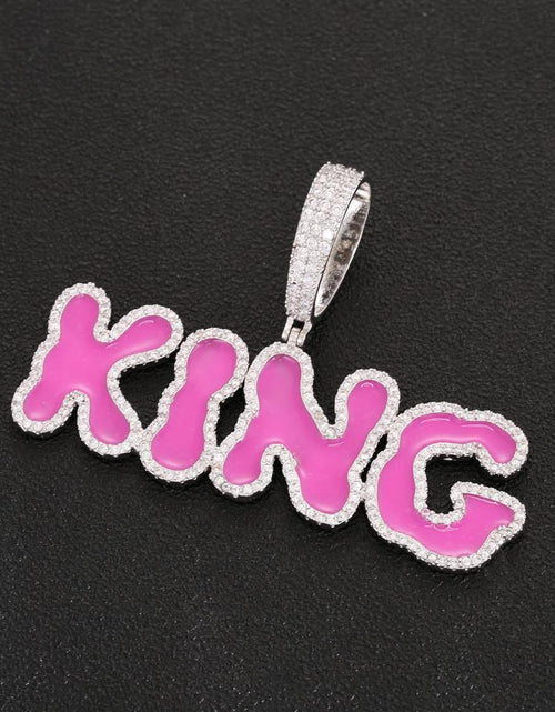 Load image into Gallery viewer, Custom Iced Paiting Font Name Pendant for Cuban Link Chain by Bling Proud | Urban Jewelry Online Store
