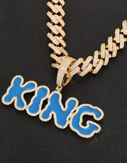 Load image into Gallery viewer, Custom Iced Paiting Font Name Pendant for Cuban Link Chain by Bling Proud | Urban Jewelry Online Store
