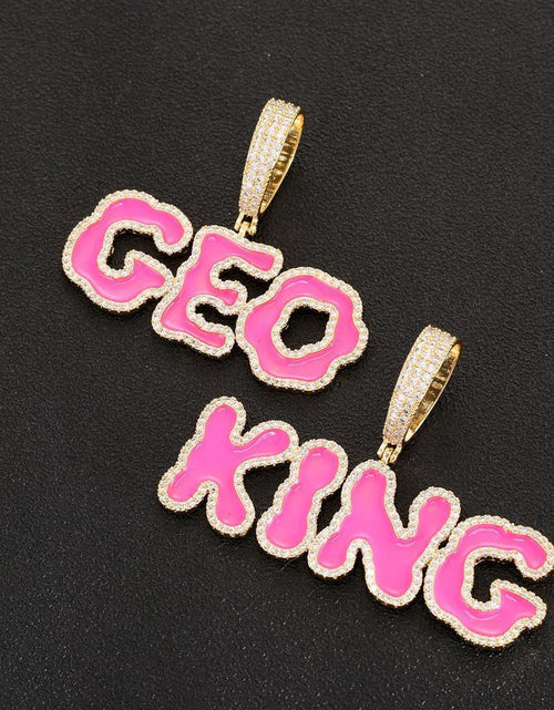 Load image into Gallery viewer, Custom Iced Paiting Font Name Pendant for Cuban Link Chain by Bling Proud | Urban Jewelry Online Store
