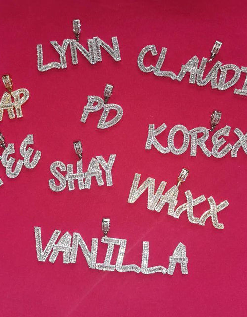 Load image into Gallery viewer, Custom Name Baguette Letters Pendant by Bling Proud | Urban Jewelry Online Store
