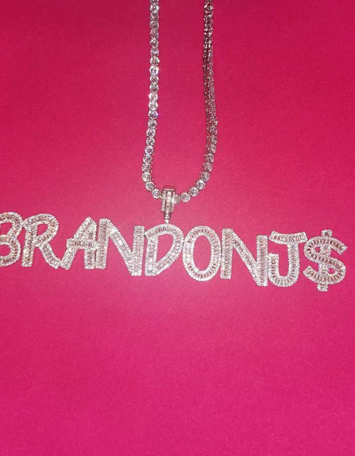 Load image into Gallery viewer, Custom Name Baguette Letters Pendant by Bling Proud | Urban Jewelry Online Store
