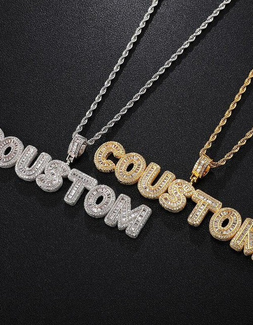 Load image into Gallery viewer, Custom Name Baguette Letters Pendant by Bling Proud | Urban Jewelry Online Store
