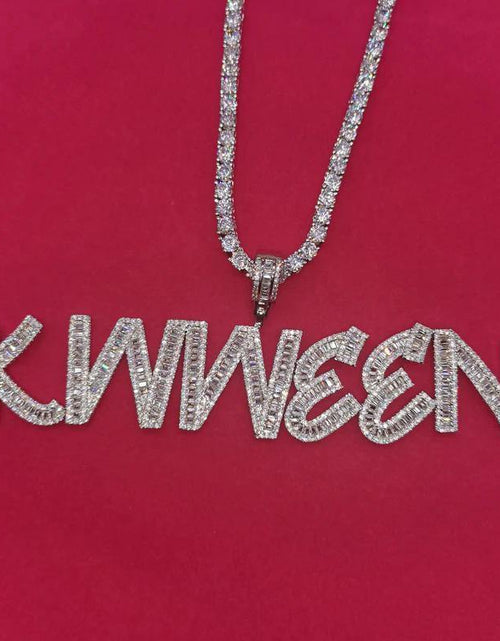 Load image into Gallery viewer, Custom Name Baguette Letters Pendant by Bling Proud | Urban Jewelry Online Store
